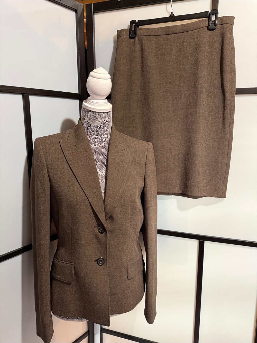 Anne Klein Brown Tailored Blazer and Matching Skirt Set